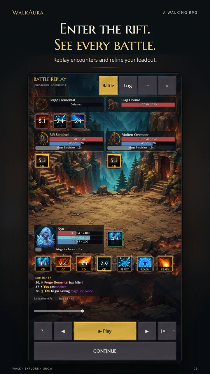 Enter the rift. See every battle. Replay encounters and refine your loadout: a rift battle replay with the combat log.