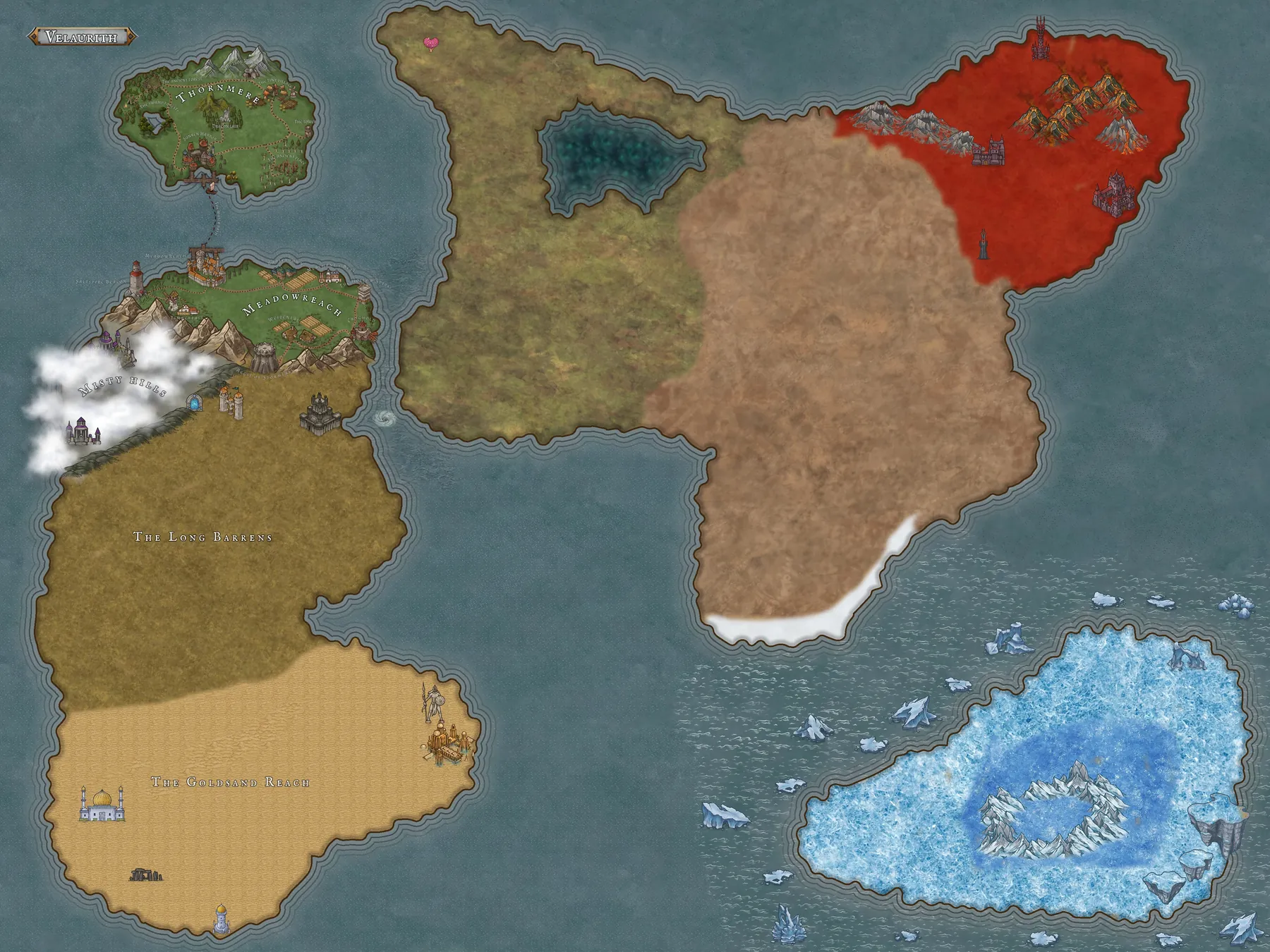The hand-painted world map of WalkAura